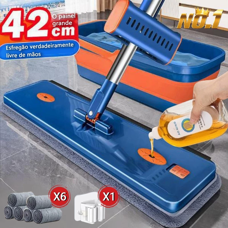 KIT 9 Conjunto De Esfregão E Balde Dobrável De Microfibra Com Raspador De Desaguamento S10 - Imagem 5