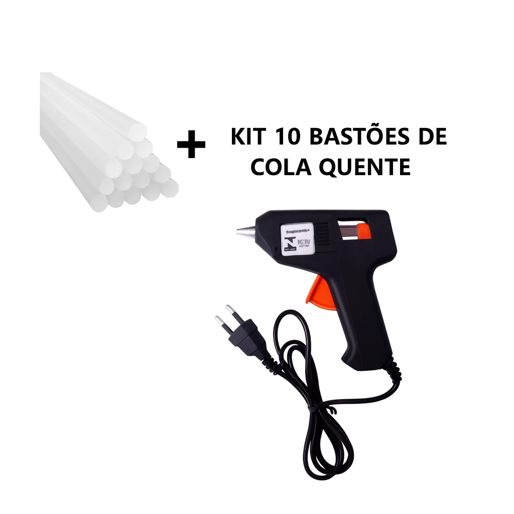 Pistola De Cola Quente Pequena Bivolt + 10 Bastões De Cola Quente Fino - Imagem 4