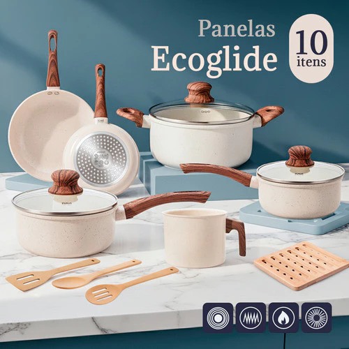 Jogo De Panelas Induçao Antiaderente Cerâmica 10 Peças Ppg Pfoa Free Vanila Premium - Imagem 9