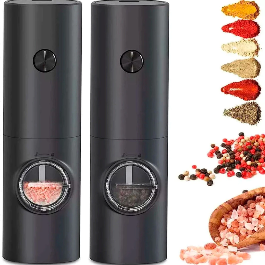 KIT Moedor Elétrico de Sal e Pimenta Preto Ajuste de Granulagem | Fácil de Usar e Elegante - Imagem 3